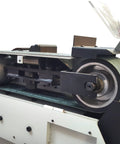 Rugged 4x48 Inch Industrial Belt Grinder With 76 Fps Belt Speed And Rock Hard 2hp Motor for steel projects and metal deburring.