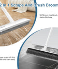 2 In 1 Floor Scrub Brush With 48 Inch Adjustable Handle And Built In Scraper For Tile Shower Tub Deck And Garage Cleaning
