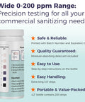 200 Chlorine Test Strips For Food Service Kitchens And Bars 0 To 200 PPM Sanitizer Test Kit For Restaurants Hotels And Food Trucks Easy To Use Fast Accurate Bleach Test Strips Value Pack bottle with color chart