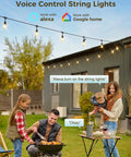 Smart Outdoor String Lights 49Ft For Patio With App WiFi Control Alexa Ready Waterproof Dimmable Edison Style Bulbs over backyard party