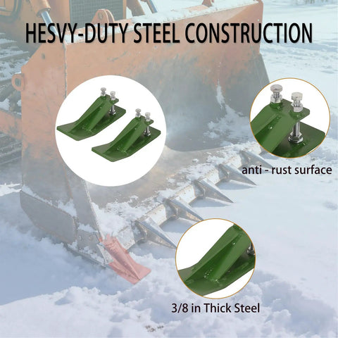 Two Pack High Visibility Green Bucket Edge Protectors For Skid Steer Attachments Upgraded 10mm Steel With Dual Bolt Lock