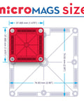Travel Magnetic Construction Set With 26 MicroMAGS Tiles, Bold Color Block Building On The Go, red tile size comparison