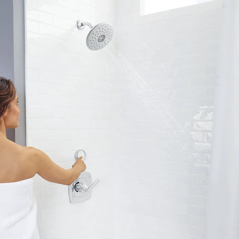 Spectra Plus ETouch 4 Function Shower Head With Wall Remote, Easy Touch Pattern Switch, 2.5 GPM, Polished Chrome in use