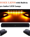 Smoked Lens Amber LED Cab Marker Lights 3Pc Set With 12 LEDs And Wiring Pack for 2007 to 2014 Chevy Silverado GMC Sierra