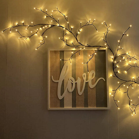 Lit Up Willow Vine Lights For Indoor Or Outdoor Decor With Plug In Power Flexible Faux Plant For Ambient Glow And Easy Setup
