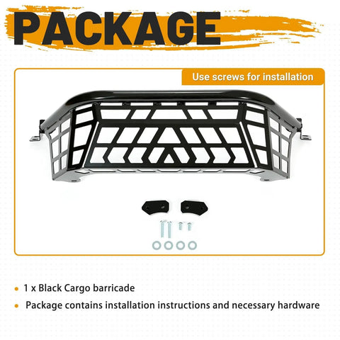 Heavy Duty Steel Cargo Barricade Tailgate Compatible With 2020 To 2025 Kawasaki Teryx KRX 1000 And 2023 To 2025 KRX4 1000 UTV with installation hardware