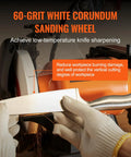 Heavy Duty Bench Grinder And Belt Sander Combo Featuring A Rock Solid 8 Inch Grinding Wheel With A Killer 2x28 Belt Sander powered by 60-grit white corundum sanding wheel for knife sharpening.
