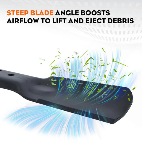 3-Pack High Lift Mower Blades 6-Point Star Set For Cub Cadet ZT1 54 Inch Cutting Deck airflow demonstration