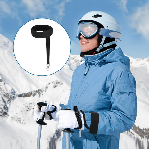 Person skiing with 4 Pack Winter Ski Gloves With Elastic Wrist Straps For Men, No Slip Secure Fit Snowboarding Gear visible