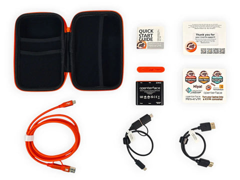 Slick Portable Kvm Console Adapter For Straight Plug And Play Laptop Server Management And Headless Bios Troubleshooting Via Hdmi Video And Usb Controls with orange cable and accessories.
