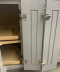 90 Degree Lazy Susan Pie Cut Cabinet Hinge 2 Pack For Corner Bifold Doors installed in kitchen cabinet