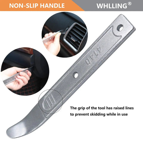 Two Piece 4140 Pry Bar Set For Auto Panel Removal And Trim Demolition showing non-slip handle detail