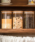 Airtight Glass Storage Jars Set Of 6 37 Oz Each With Bamboo Lids For Tea Coffee Flour Sugar Snacks Spices Candy And Cookies