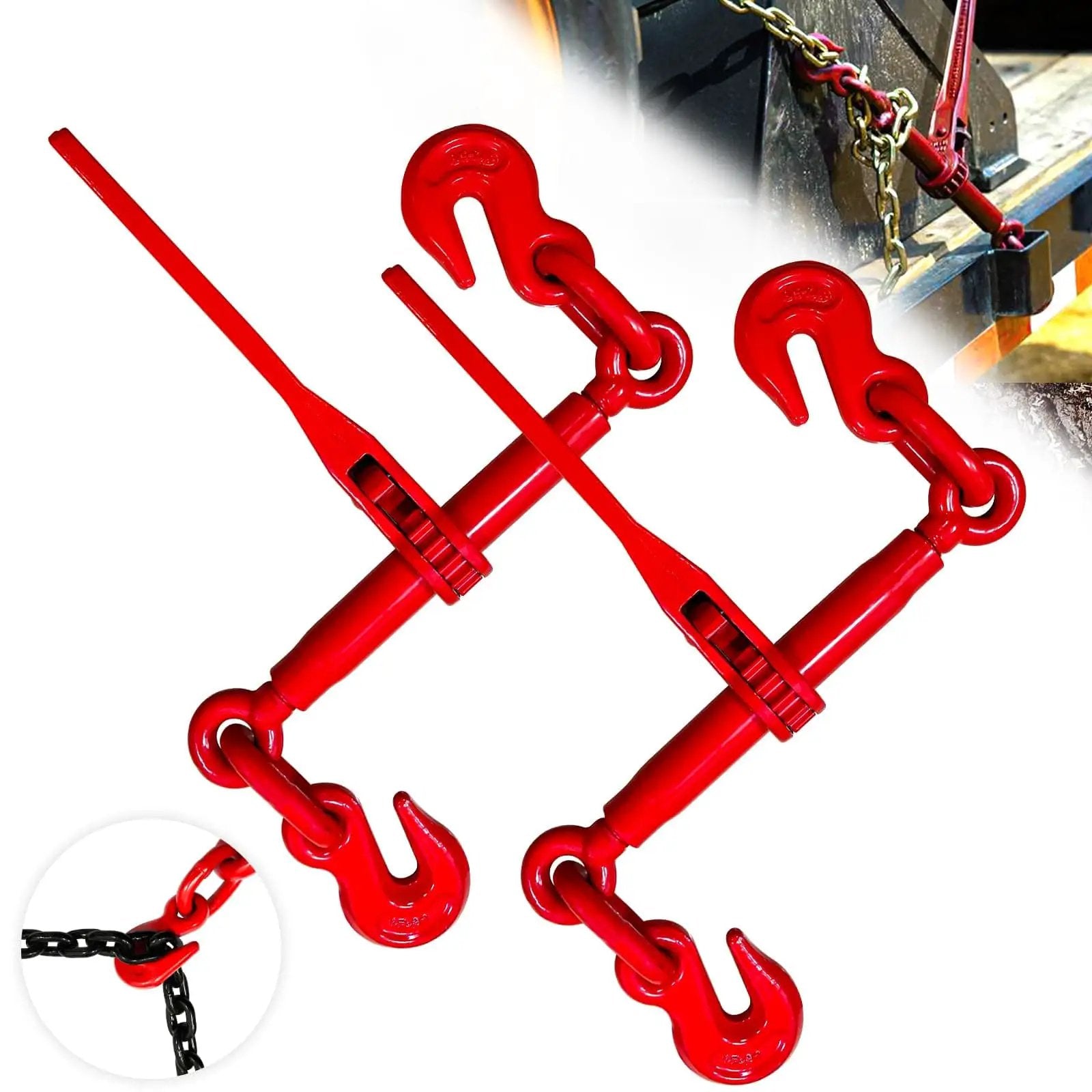 Beefy Heavy Duty Ratchet Chain Binders 3/8 - 1/2, 9,200 Lb