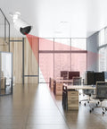 Two Pack Fake Security Camera Dome With LED Light Realistic Dummy CCTV Look installed indoors in office setting