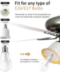 E12 To E26 Light Socket Adapter 2 Pack For Medium Base Lamps, E26 E27 Converter dimensions and installation on fan.