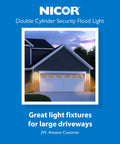 House exterior with Dual Adjustable Heads Outdoor Flood Light Fixture Built Tough 100W 120V Weatherproof lighting a driveway.