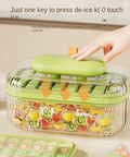 Go To Press Type Cold Block Mold Nonstick Ice Trays With Secure Lids Easy Release Freeze Tray for perfect cocktail cubes, featuring vibrant fruit cubes.