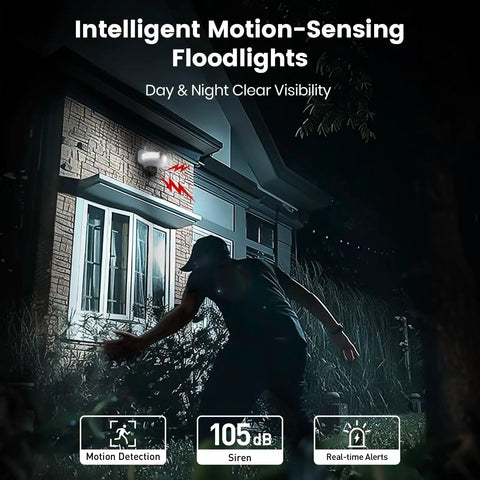 Solid Heavy Duty Hardwired Floodlight Security Camera Keeping Your Porch Secure Round The Clock Weather Resistant Build With Crisp 3K Video And A Blasting 2600 Lumen Spotlight Up Front