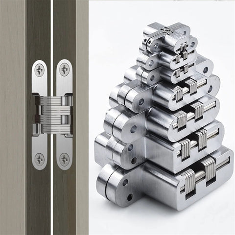 180 Degree Concealed Door Hinges For Heavy Doors Built In Stainless Steel Hidden Hinges Invisible Cross Gemel Design Rust Resistant