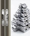 180 Degree Concealed Door Hinge For Heavy Doors Built In Hidden Cross Gemel Stainless Steel Rust Resistant Smooth Quiet Operation Durable And Sturdy Ideal For Entryways Color No 1 displayed on doors with stacked hinges