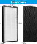 Activated Carbon And True HEPA Replacement Filter Set For PU4020 Intense Pure Air Purifiers showing dimensions of filters