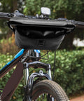 Waterproof Bicycle Handlebar Bag Expandable Cycling Pack IPX6 500D PVC 7L on bike, quick access, weatherproof storage.