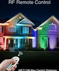 House lit by Eight Pack RGBW Low Voltage Landscape Well Lights 12W Waterproof In Ground Pathway Garden Yard Fence Deck Dimmable 12-24V With Connectors And Remote Control For Color Changing Ambience