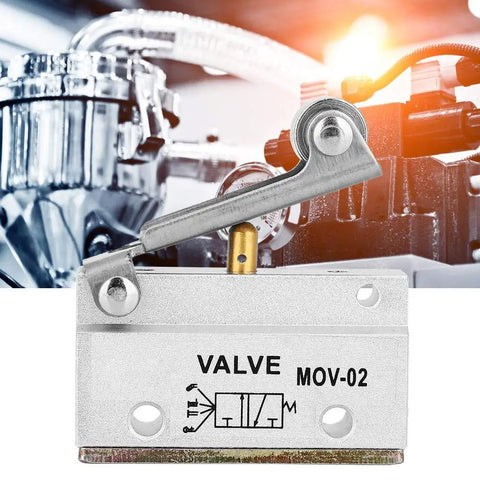 Pneumatic Roller Lever Switch With Aluminum Alloy Body for industrial automation, showing valve with roller lever and ports