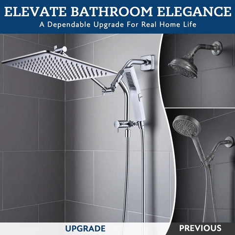 12 Inch All Metal Rain Shower Head With Handheld Spray In Chrome Finish Featuring 144 Wide Angle Nozzles For Solid Bathroom Upgrades That Let You Straight Up Kick Back And Chill Daily