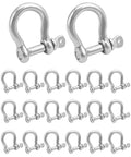 One Quarter Inch D Ring Shackles Twenty Pack In 304 Stainless Steel Screw Pin Bow Shackle For Tough As Nails Heavy Duty Rigging