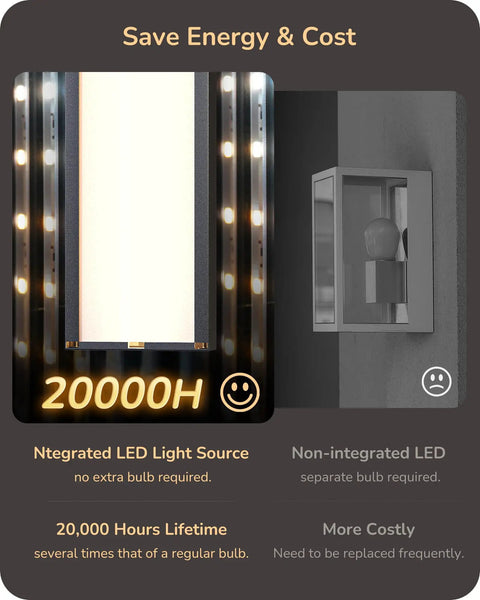 Top Shelf Led Outdoor Wall Lights Modern Black Finish 3 Color Temperature Adjustable Backlit Patio Sconces Pack Of Two energy-saving LED display.
