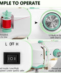 Beginner Friendly Portable Sewing Machine With Twin Needle And Reverse Stitching showing dial and threading instructions