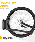 Swivel Bike Wall Mount No Heavy Lifting Required shown with bike wheel illustration, highlighting 77 lbs capacity.