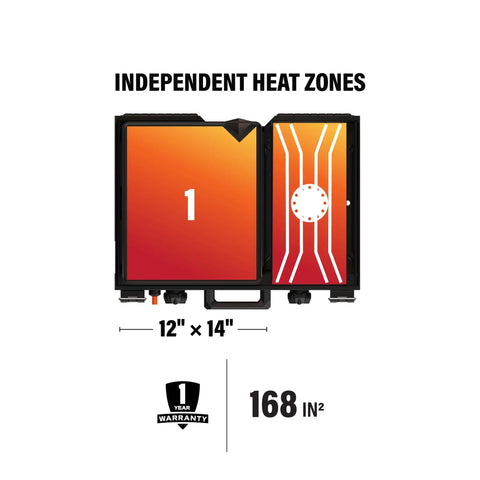 Independent heat zones on 2364 12 By 14 Camping Griddle With Side Burner Nonstick Ceramic Titanium Coated Surface