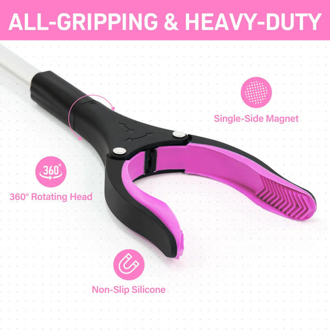 36 Inch Foldable Reacher Grabber Tool For Seniors With Anti Slip Grip For Easy Grab And 360 Degree Rotating Jaw Magnetic Pickup Lightweight Aluminum Shaft Heavy Duty Strength For After Surgery Recovery And Disabled Aid