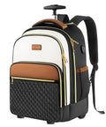40L rolling travel backpack for women in beige brown with wheels