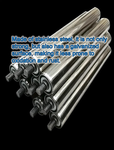 Unpowered Slide Conveyor Roller Set Stainless Steel Replacement Rollers In 1 Inch 1.5 Inch And 2 Inch Diameters Easy Install With Retractable Spring Bearings Low Noise For Factory Conveyors, stainless steel rollers on black background