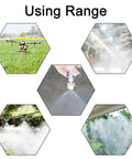 Collage showcasing Brass Misting Nozzles 0.15mm Orifice G 3/16 Inch Thread Atomizing Sprayer Nozzles in use for various applications.