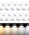 Six Inch LED Recessed Canless Downlights Kit, 12 Pack Ultra Thin With Junction Box, 12W And 150W Equivalent, Five Color Temperatures