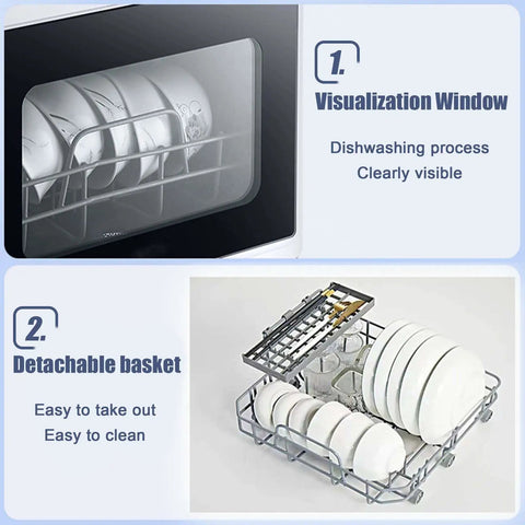 Visualization window of Portable Countertop Dishwasher With Four Wash Cycles And Hot Air Dry, Compact Kitchen Workhorse For Small Apartments, No Sweat Setup Fruit And Veg Cleaner, Real Deal Daily Disher.