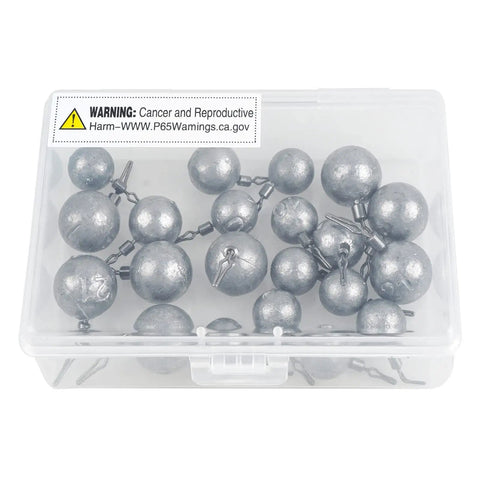 Drop Shot Weights Cannonball Sinkers With Pro Grade Swivels Set For Bass Fishing, Round Ball Weights In Clear Plastic Box