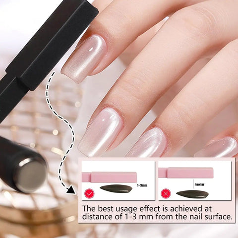 Using the 11Pcs Cat Eye Nail Magnet Set 5 In 1 Multifunctional Magnetic Nail Tool Kit for precise nail art application