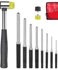 Kengbi 9Pc Steel Punch Set With Grip Handles, Multi Size Round Head Roll Pins And Starter Tools For Mechanics Plus Chisels To Repair Engines Or Cars Like Pro, 9-piece steel punches in roll pouch