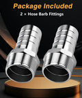 Two Pack Stainless Steel 1-1/4 Inch NPT Male Hose Barb Fittings Connectors For Water Air And Gas Lines, front view