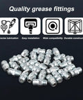 25-Pack Heavy Duty Grease Fittings Kit With M6 Zerk Nipples in High-Strength Steel for automotive and machinery use