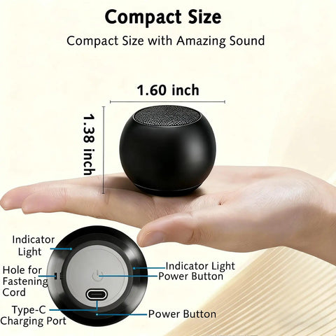Pocket Sized Bluetooth Speaker With Deep Bass And Crisp Highs, 5W Stereo Sound, True Wireless Stereo Pairing, IP7 Waterproof
