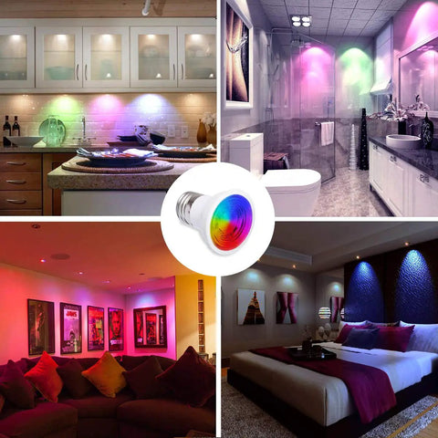 Par16 RGB LED Bulb 12 Colors, 45 Beam, Dimmable 2700K E26, Remote Pack Of 4 illuminating various rooms
