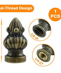 Antique Brass Lamp Finial Cap Knob With Dual Thread Screw For Lamp Shades Fits 3/8 Inch And 1/4-27 Threads Retro Style Top Decor, 1 pc