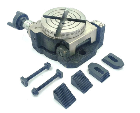 3 Inch Tilting Rotary Table 80 Mm Diameter With M6 Clamp Kit For Milling Machines Adjustable Tilt From 0 To 90 Degrees